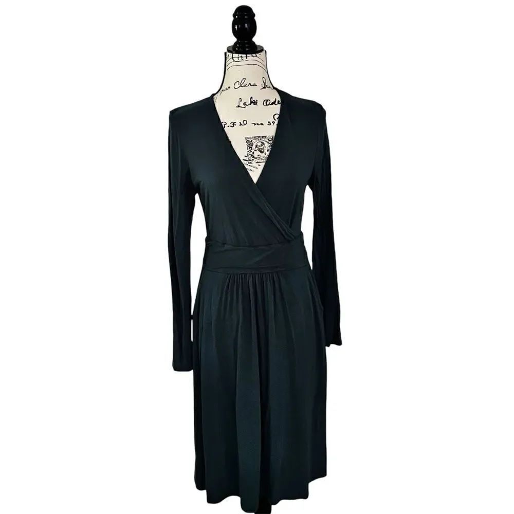 Boden Faux Wrap Cerulean Jersey Midi Dress with Pockets Size 6 Long